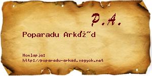 Poparadu Arkád névjegykártya